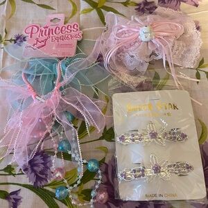 New Hair Accessories Bundle Pink, Blue, and Silver  Tone